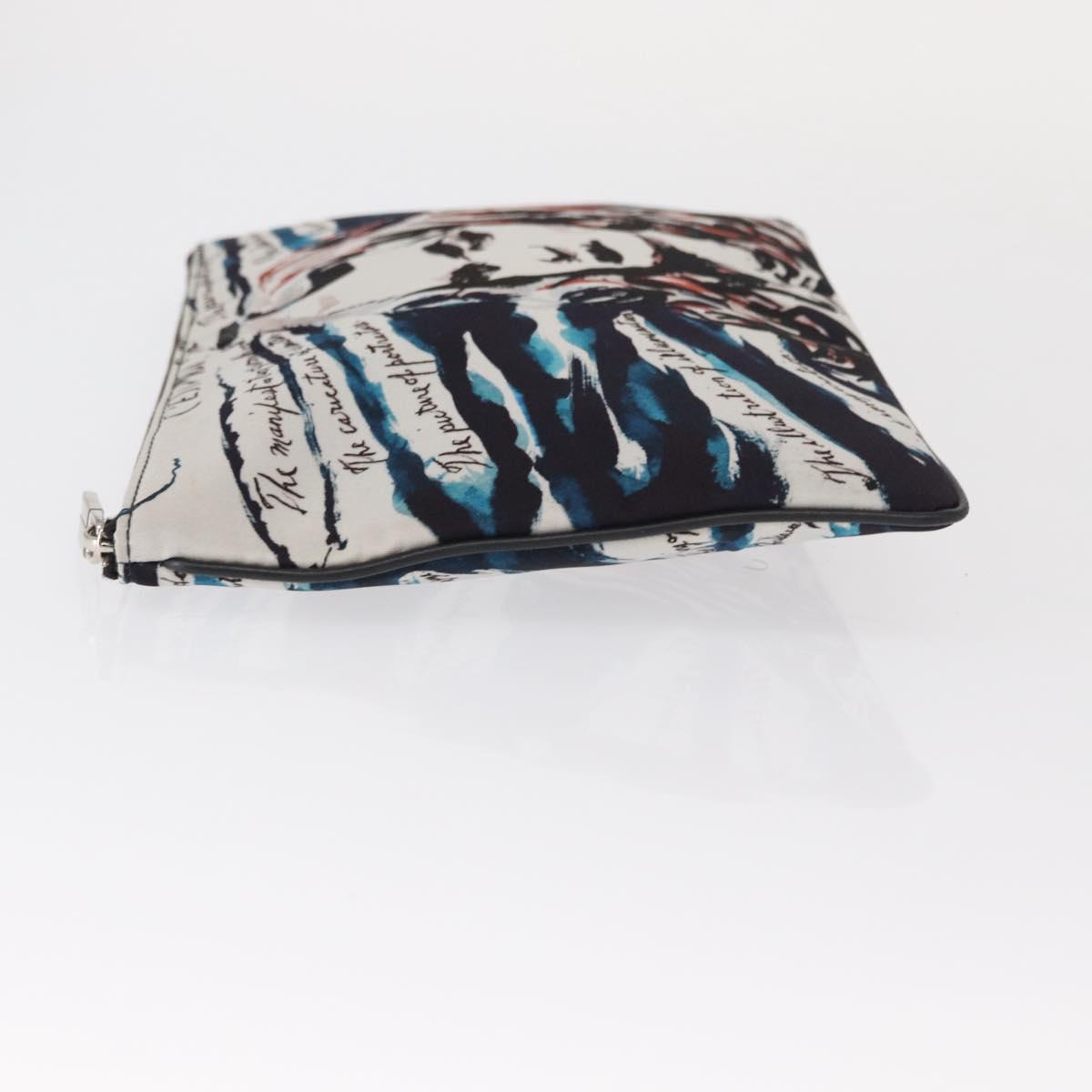 Christian Dior Clutch Bag Nylon RAYMOND PETTIBON Blue Silver Auth bs32109