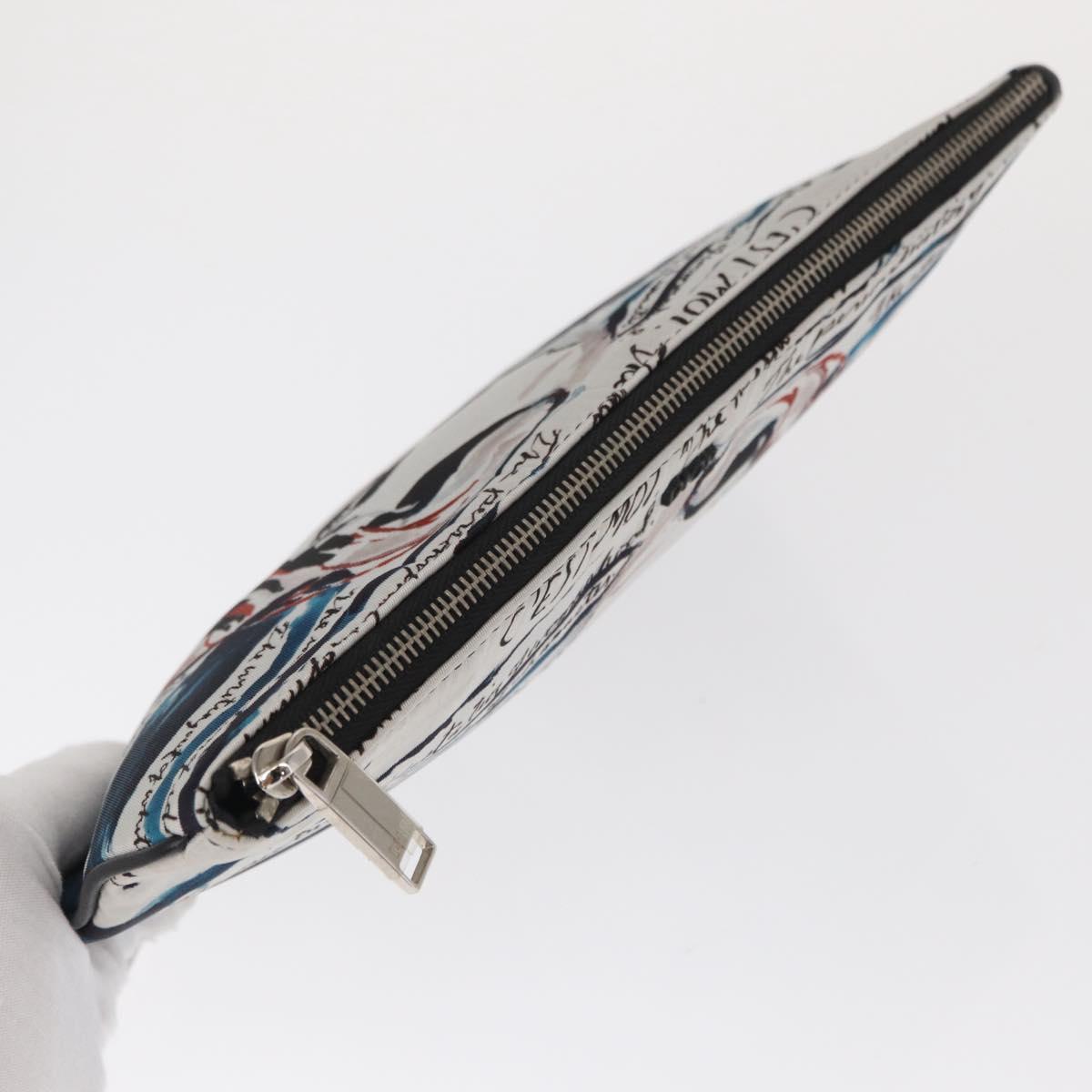 Christian Dior Clutch Bag Nylon RAYMOND PETTIBON Blue Silver Auth bs32109