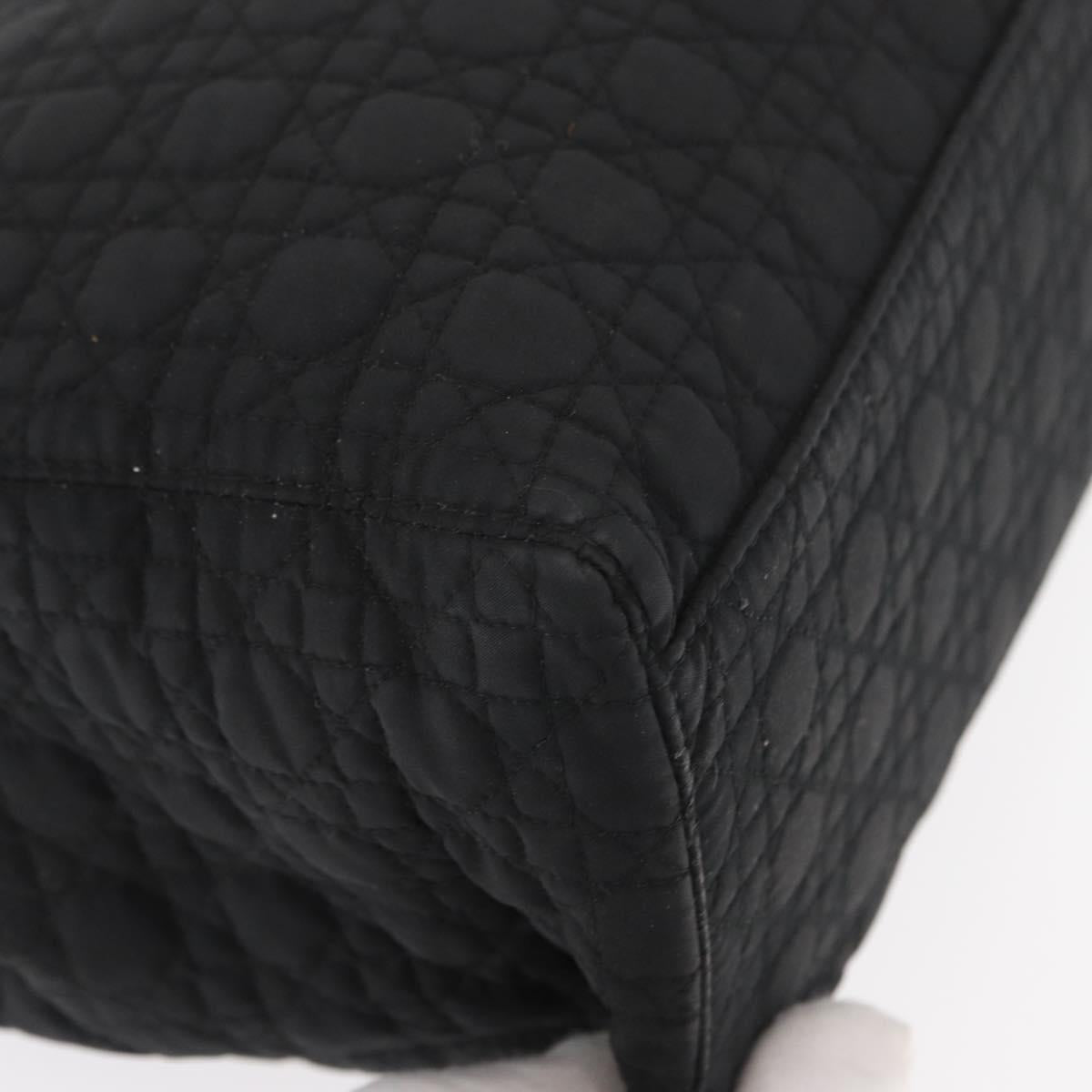 Christian Dior Lady Dior Canage Hand Bag Nylon Black Gold Auth bs32111