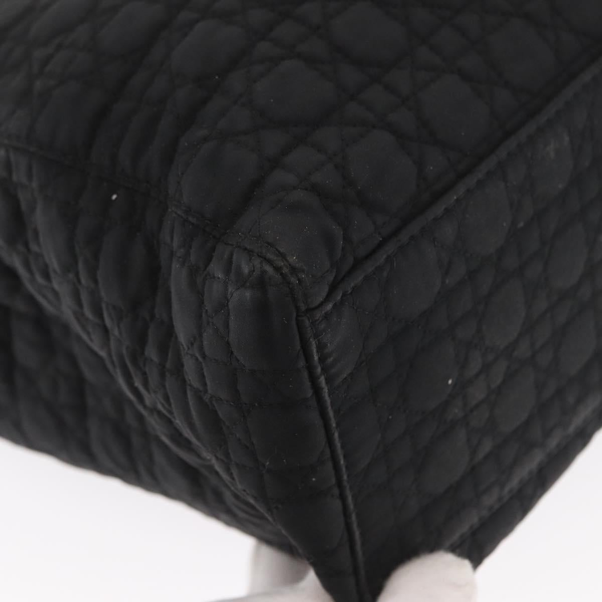 Christian Dior Lady Dior Canage Hand Bag Nylon Black Gold Auth bs32111