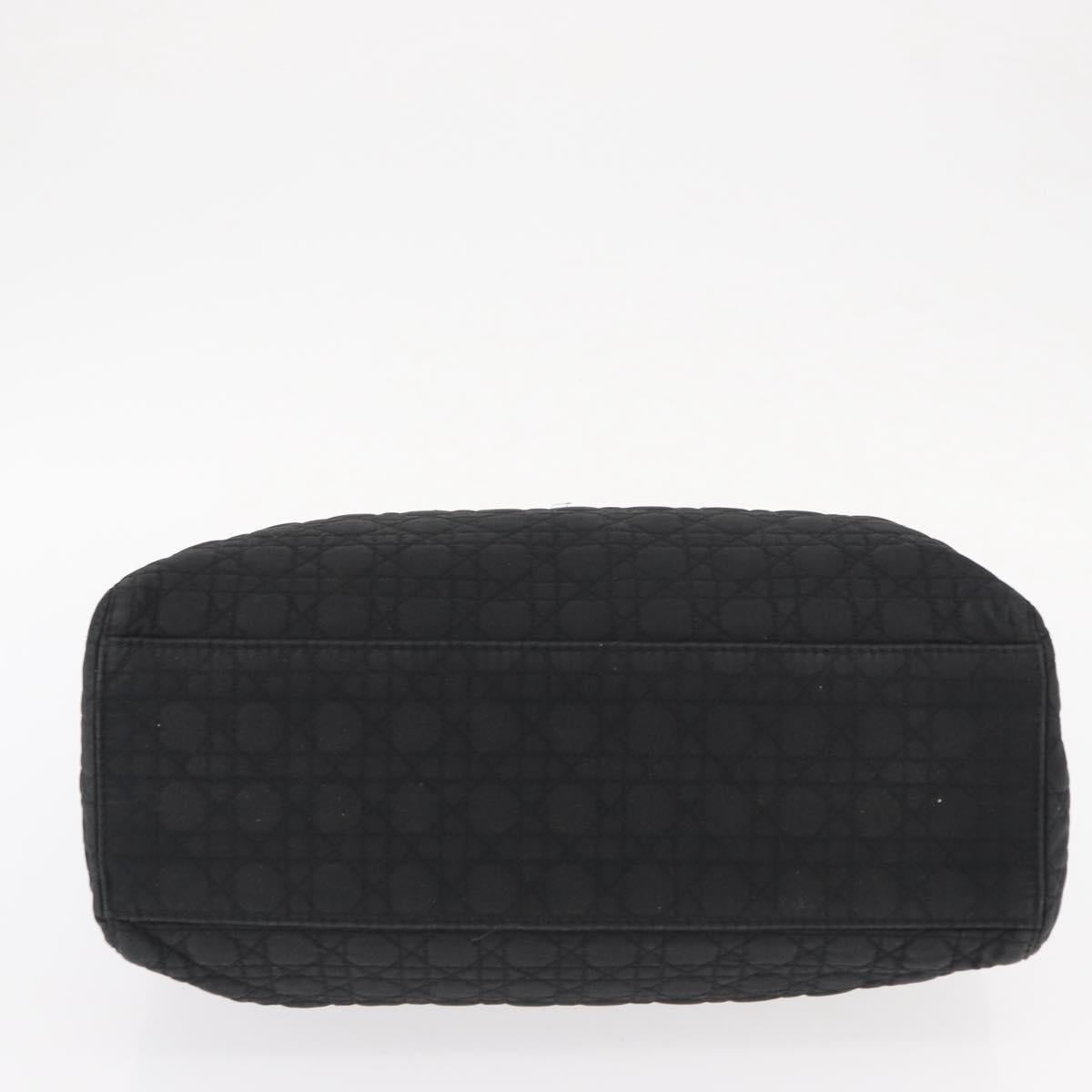 Christian Dior Lady Dior Canage Hand Bag Nylon Black Gold Auth bs32111