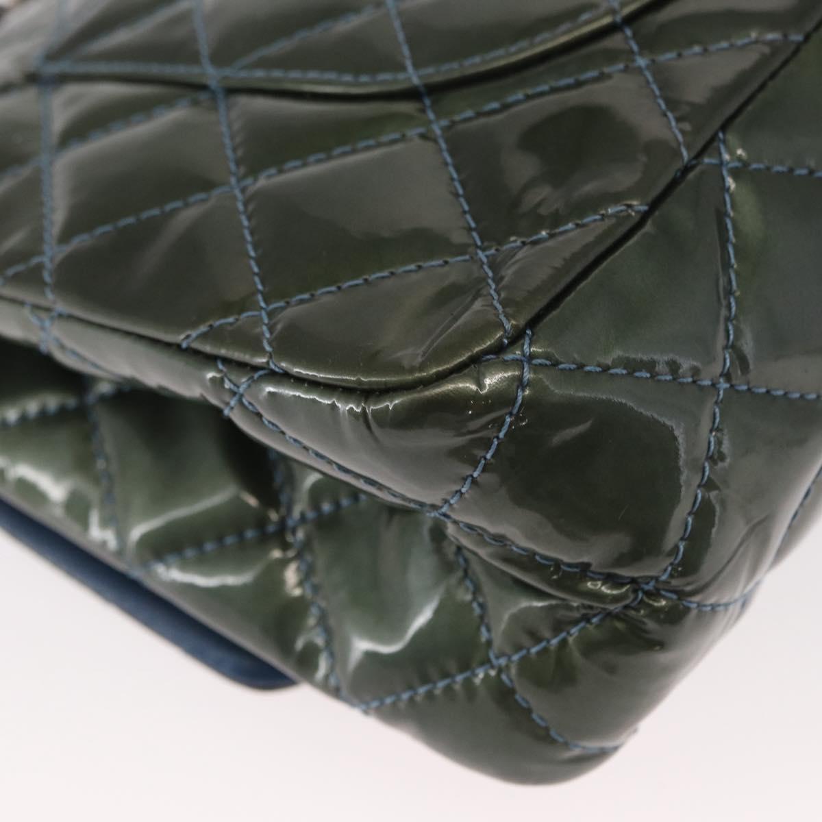 CHANEL Big Matelasse30 Chain Shoulder Bag Enamel Blue Silver CC Auth bs32116