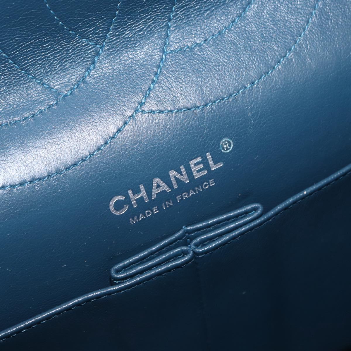 CHANEL Big Matelasse30 Chain Shoulder Bag Enamel Blue Silver CC Auth bs32116