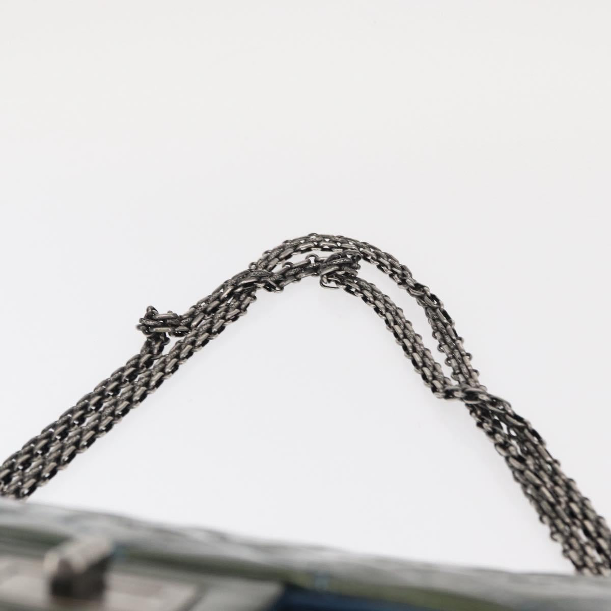 CHANEL Big Matelasse30 Chain Shoulder Bag Enamel Blue Silver CC Auth bs32116