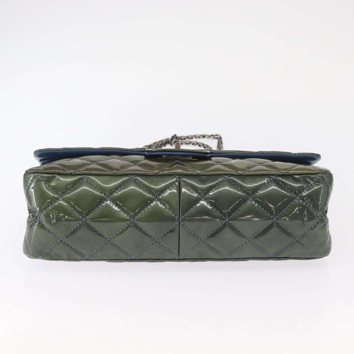 CHANEL Big Matelasse30 Chain Shoulder Bag Enamel Blue Silver CC Auth bs32116