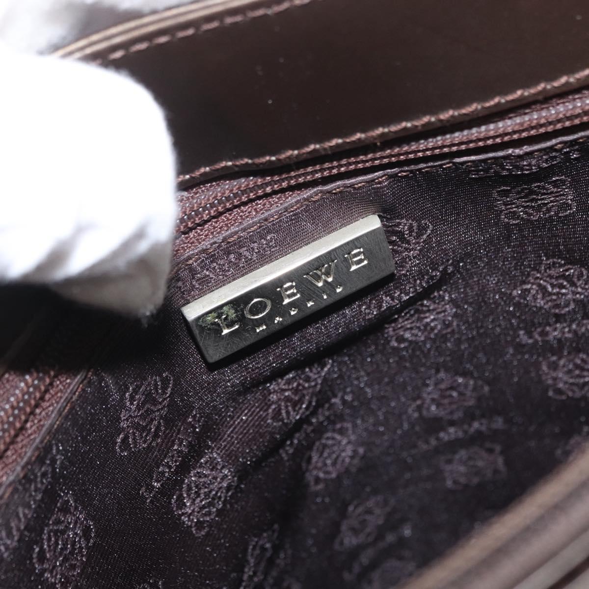 LOEWE Shoulder Bag Leather Brown Silver Auth bs32118