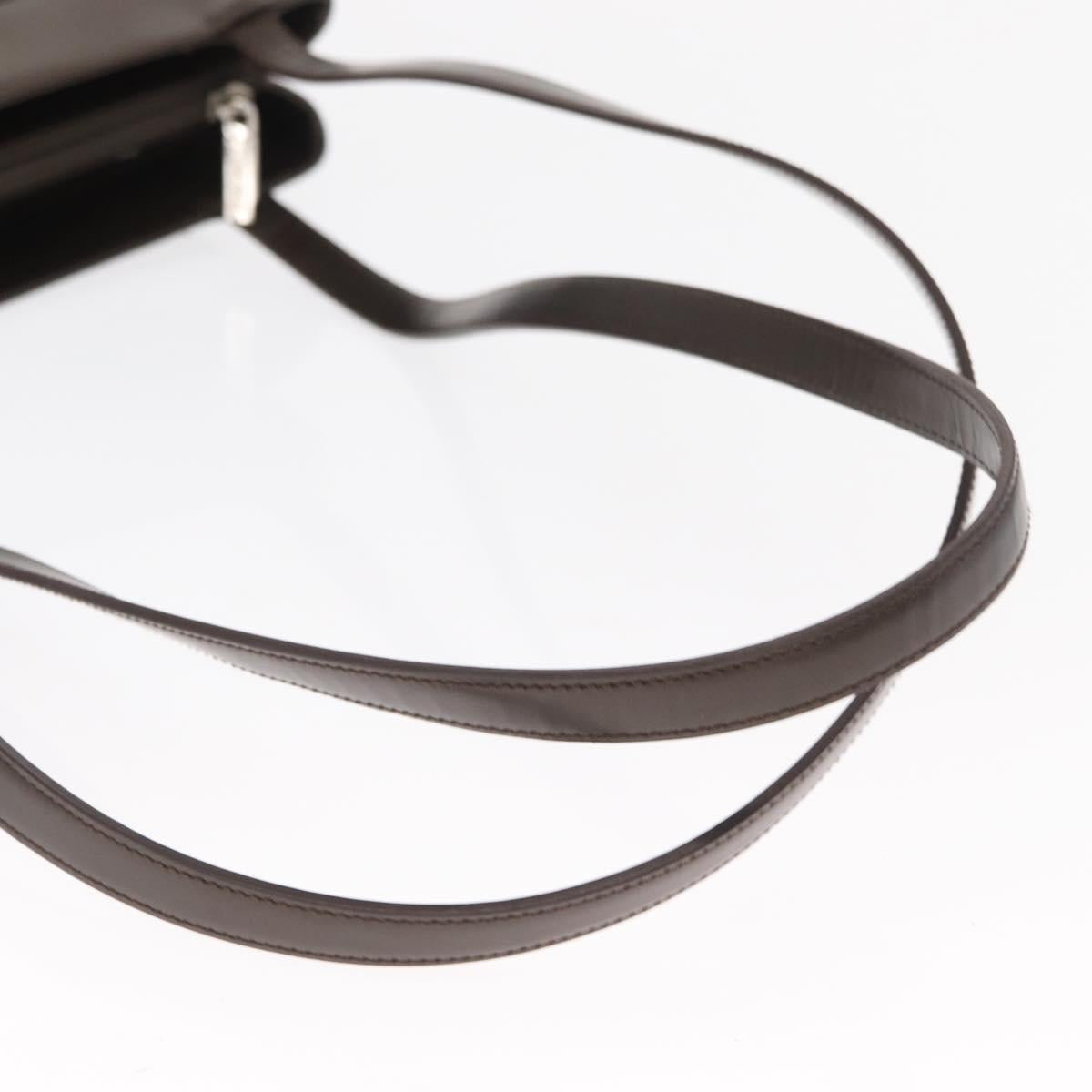 LOEWE Shoulder Bag Leather Brown Silver Auth bs32118