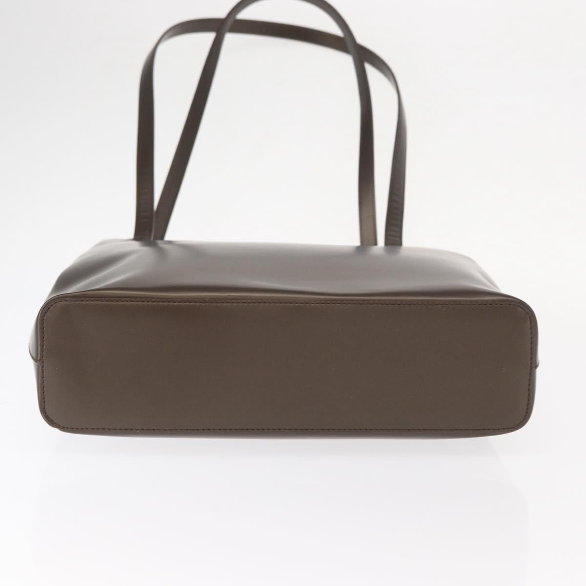 LOEWE Shoulder Bag Leather Brown Silver Auth bs32118