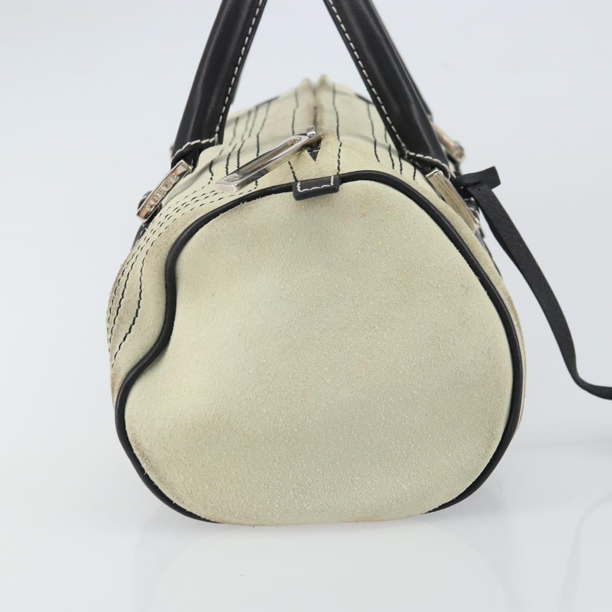 LOEWE Amazonas Hand Bag Leather White Silver Auth bs32121