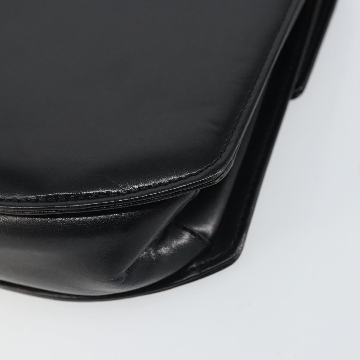 GIVENCHY Hand Bag Leather Black Gold Auth bs32122