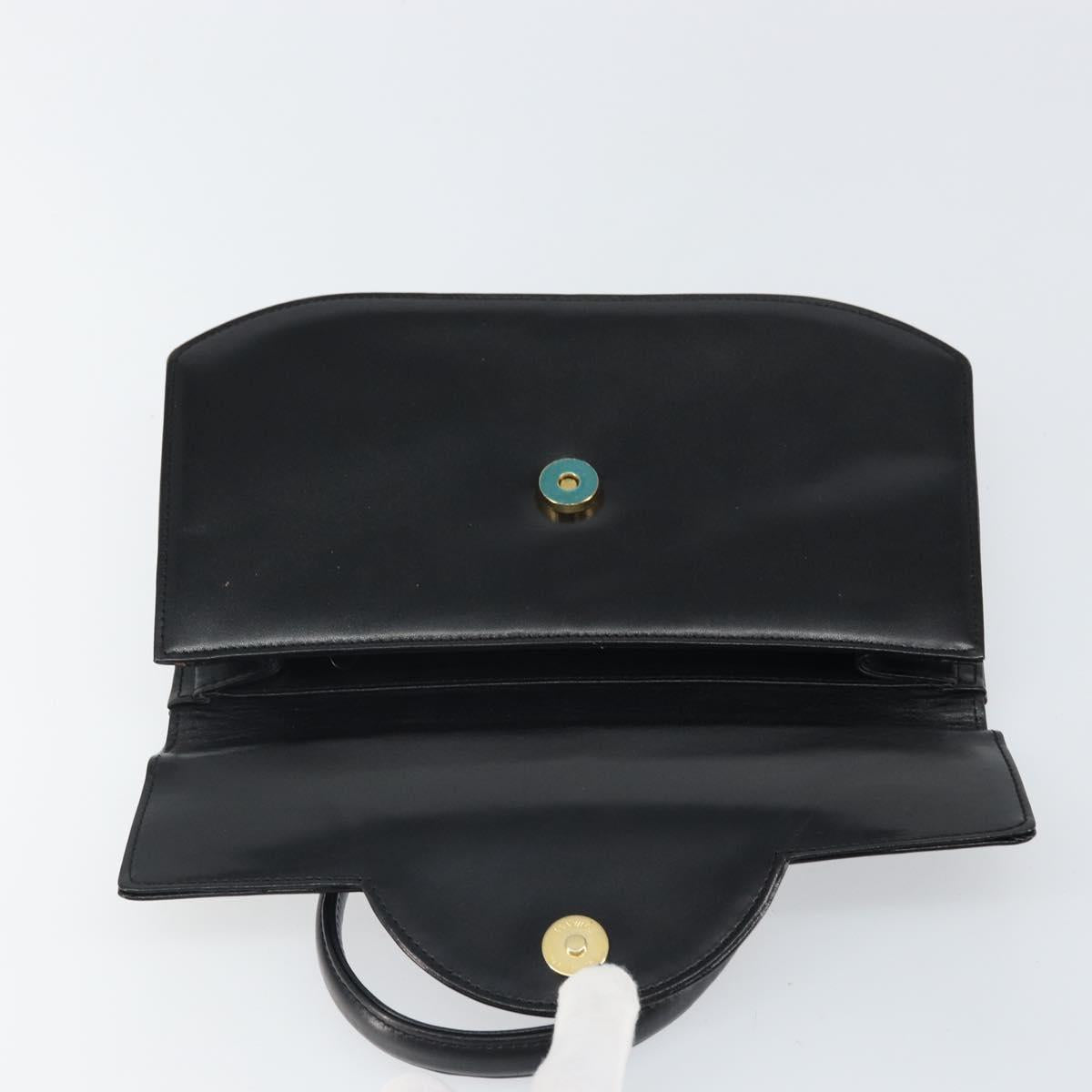 GIVENCHY Hand Bag Leather Black Gold Auth bs32122