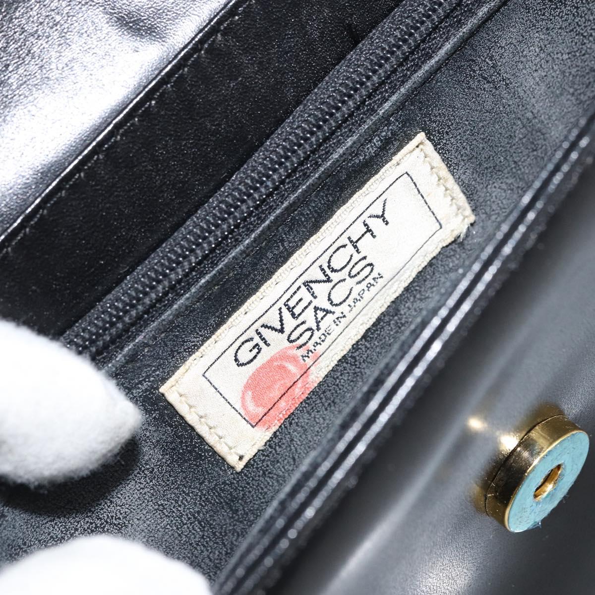 GIVENCHY Hand Bag Leather Black Gold Auth bs32122