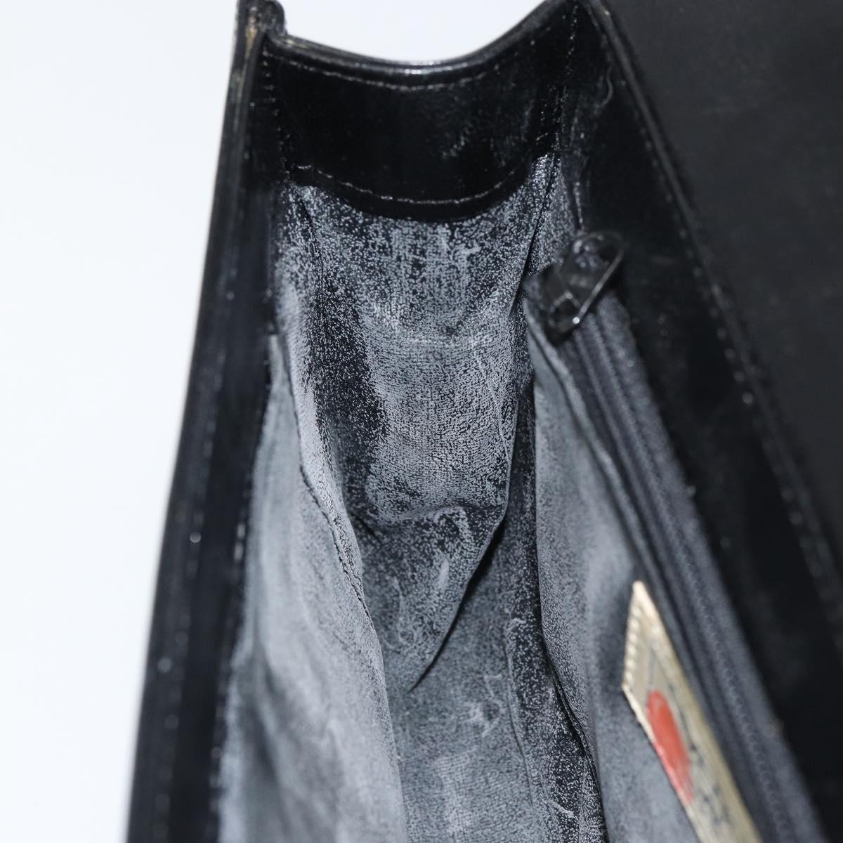 GIVENCHY Hand Bag Leather Black Gold Auth bs32122