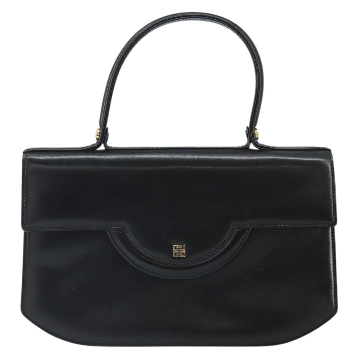 GIVENCHY Hand Bag Leather Black Gold Auth bs32122
