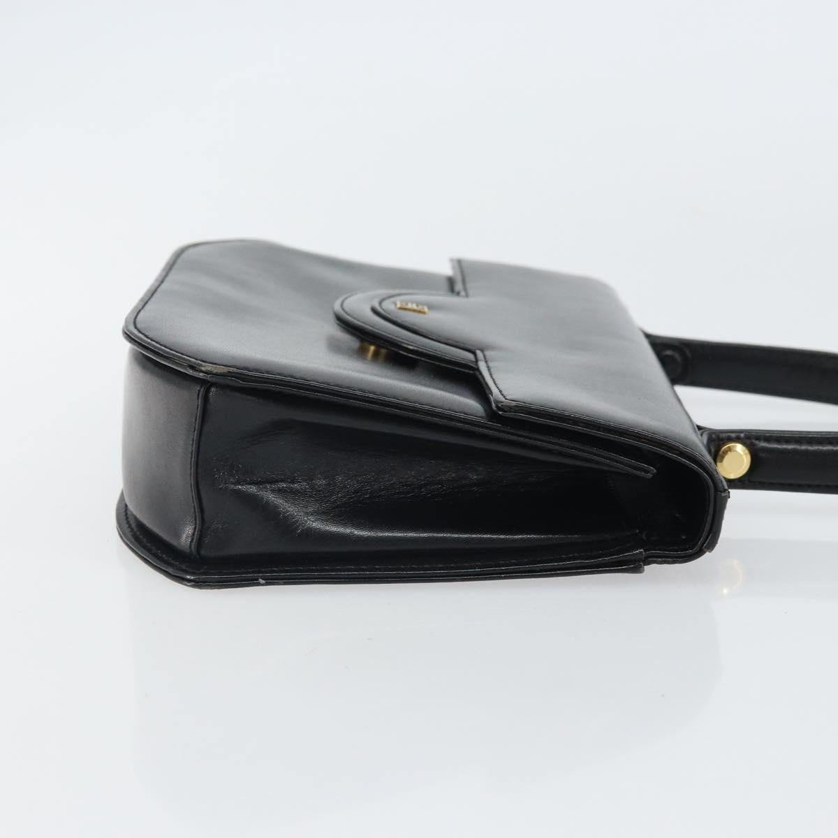 GIVENCHY Hand Bag Leather Black Gold Auth bs32122