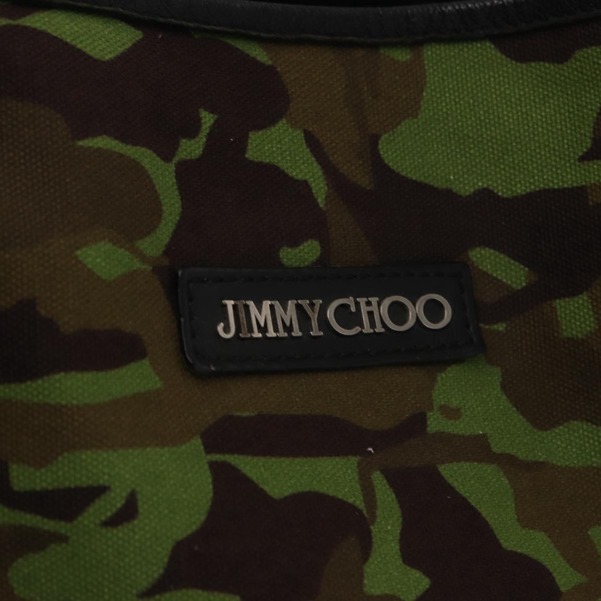 Jimmy Choo Tote Bag Canvas Green Silver Auth bs32124