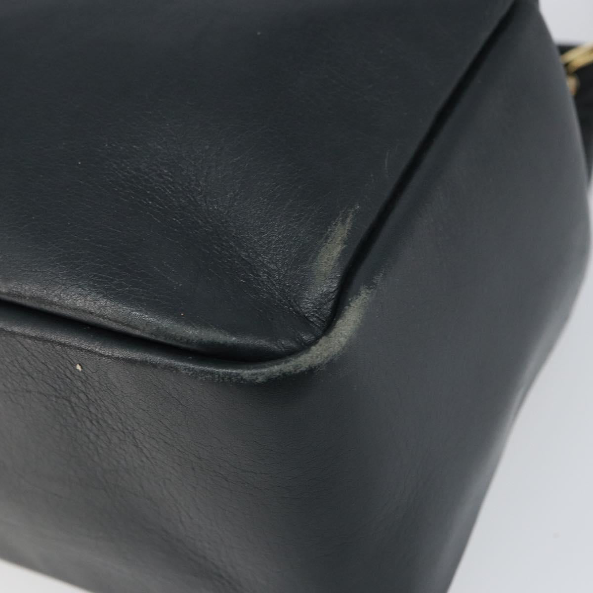 GUCCI Bamboo Hand Bag Leather Navy gold 000 3444 0575 Auth bs32136
