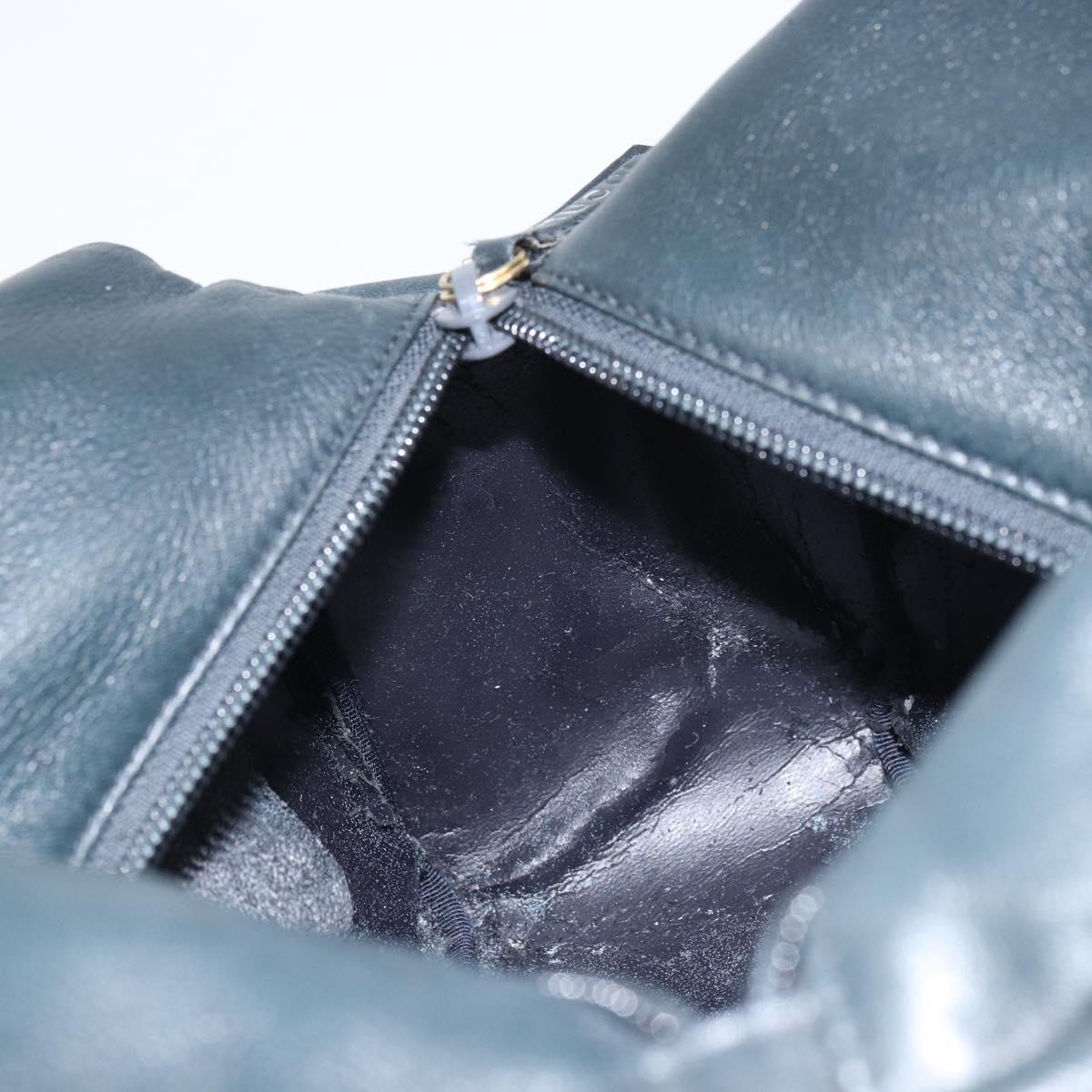 GUCCI Bamboo Hand Bag Leather Navy gold 000 3444 0575 Auth bs32136