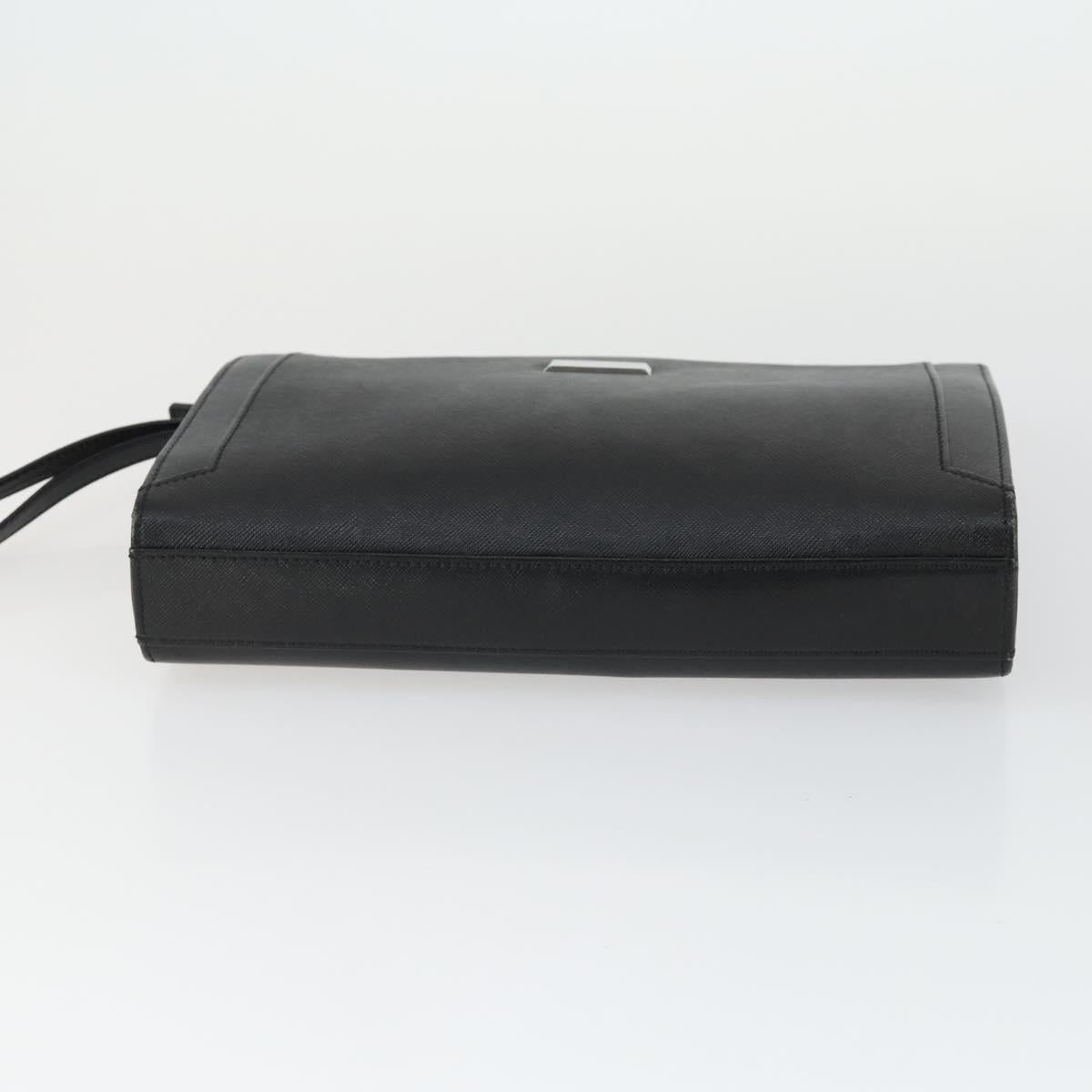 BURBERRY Clutch Bag Leather Canvas 4 Set Black Beige Auth bs32140