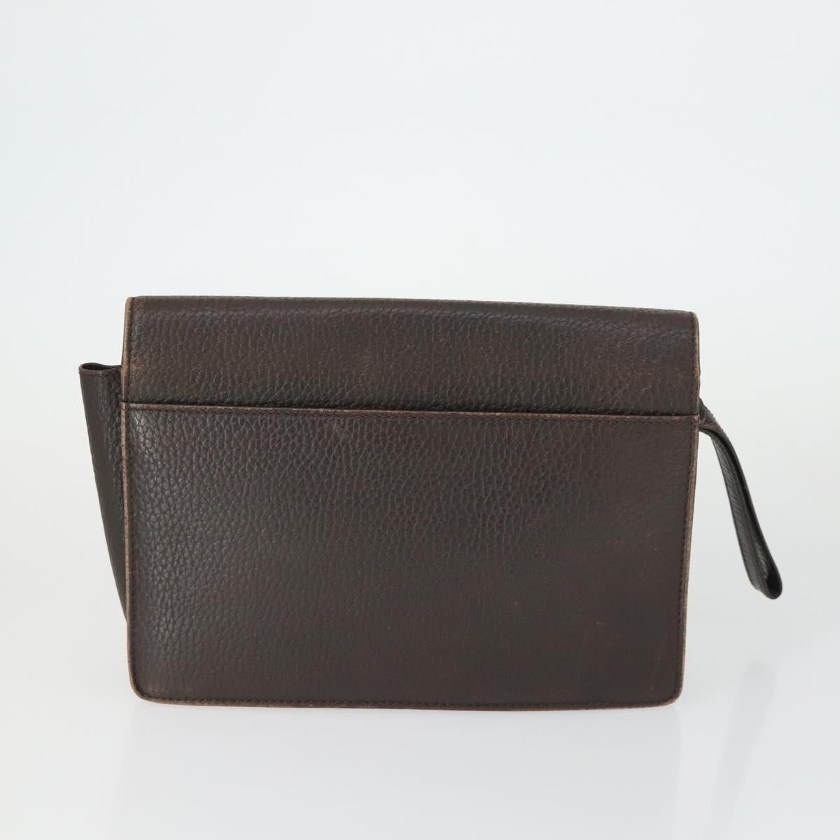 BURBERRY Clutch Bag Leather Canvas 4 Set Black Beige Auth bs32140
