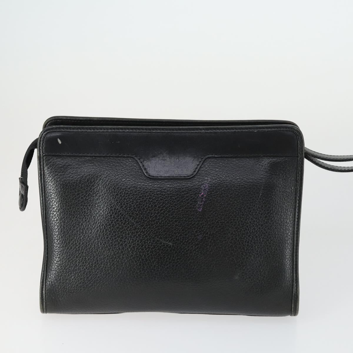 BURBERRY Clutch Bag Leather Canvas 4 Set Black Beige Auth bs32140