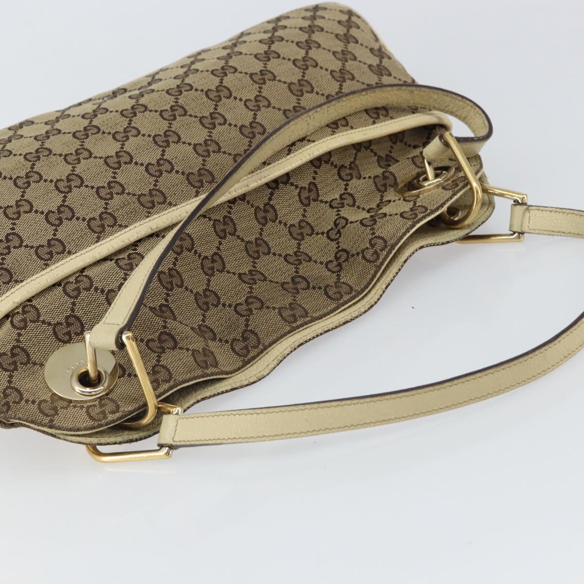 GUCCI GG Canvas Tote Bag Beige Gold 121023 Auth bs32145
