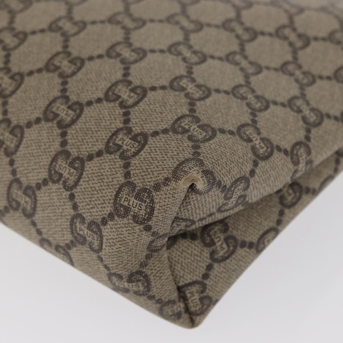 GUCCI GG Plus Supreme Clutch Bag PVC Beige Gold Auth bs32146