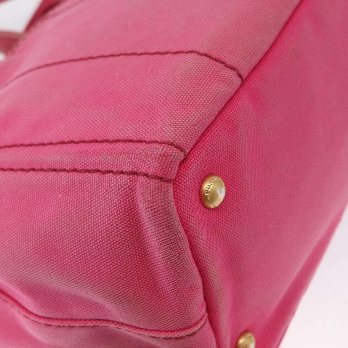 PRADA Canapa PM Hand Bag Canvas 2way Pink Gold Auth bs32147