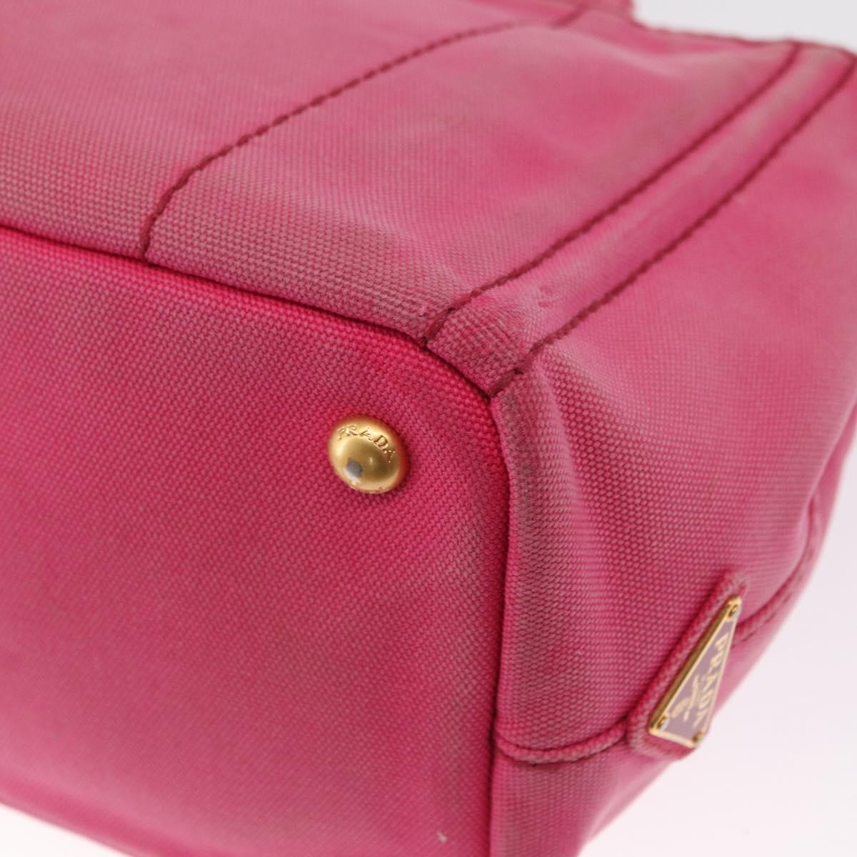 PRADA Canapa PM Hand Bag Canvas 2way Pink Gold Auth bs32147