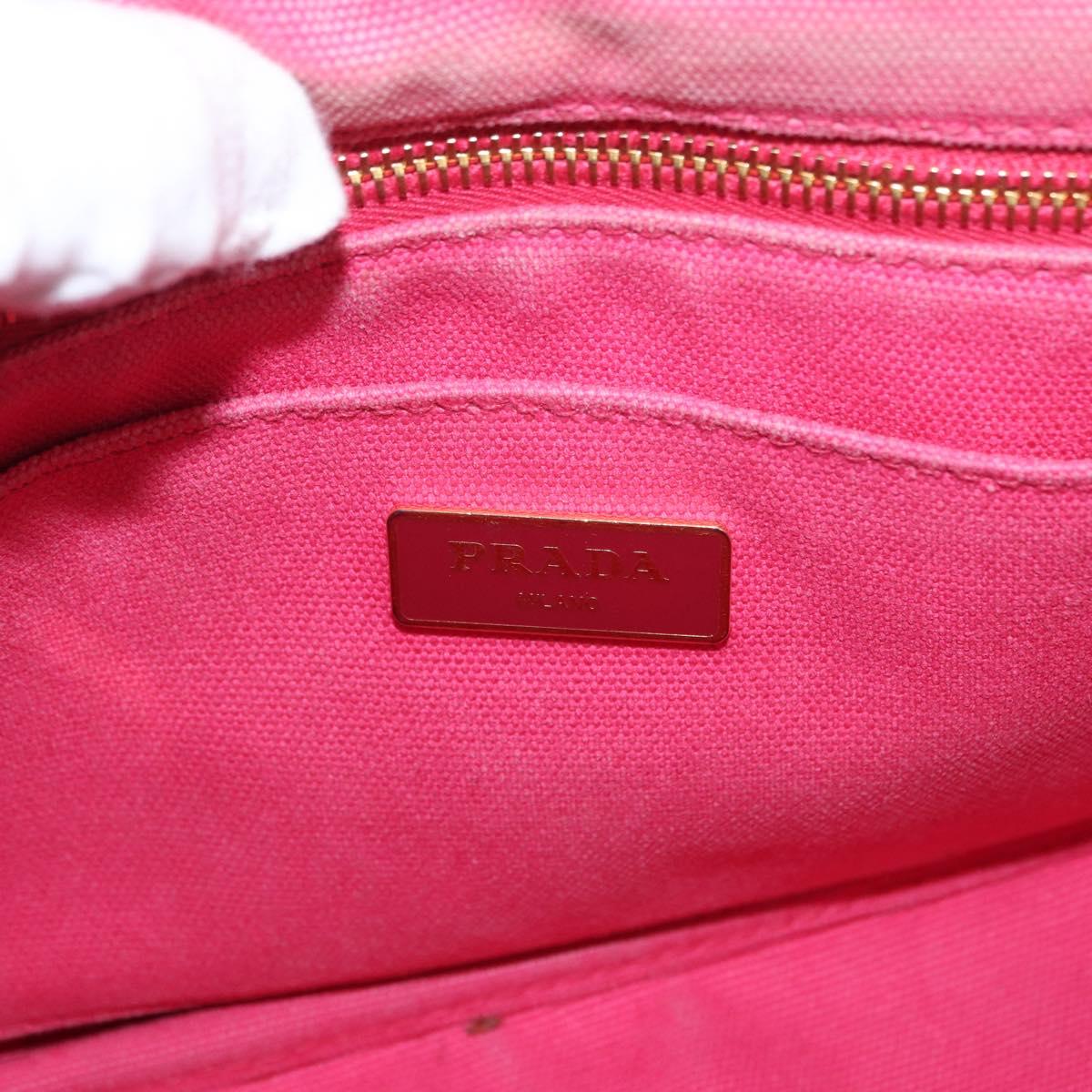 PRADA Canapa PM Hand Bag Canvas 2way Pink Gold Auth bs32147