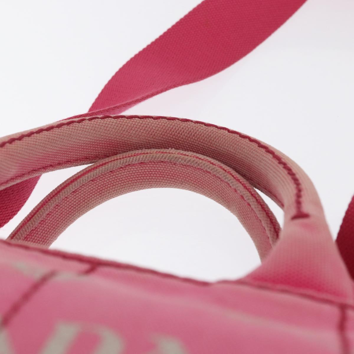 PRADA Canapa PM Hand Bag Canvas 2way Pink Gold Auth bs32147