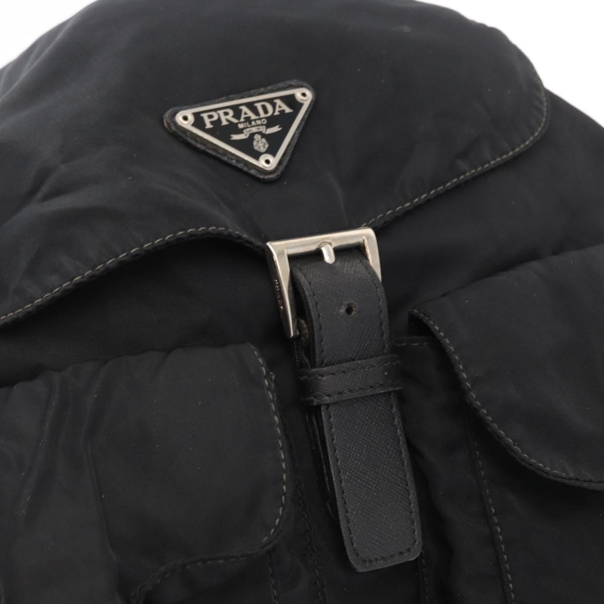 PRADA Backpack Nylon Black Silver Auth bs32149