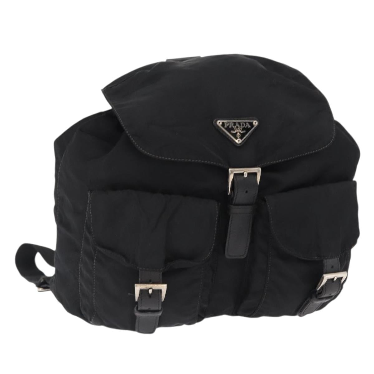 PRADA Backpack Nylon Black Silver Auth bs32149