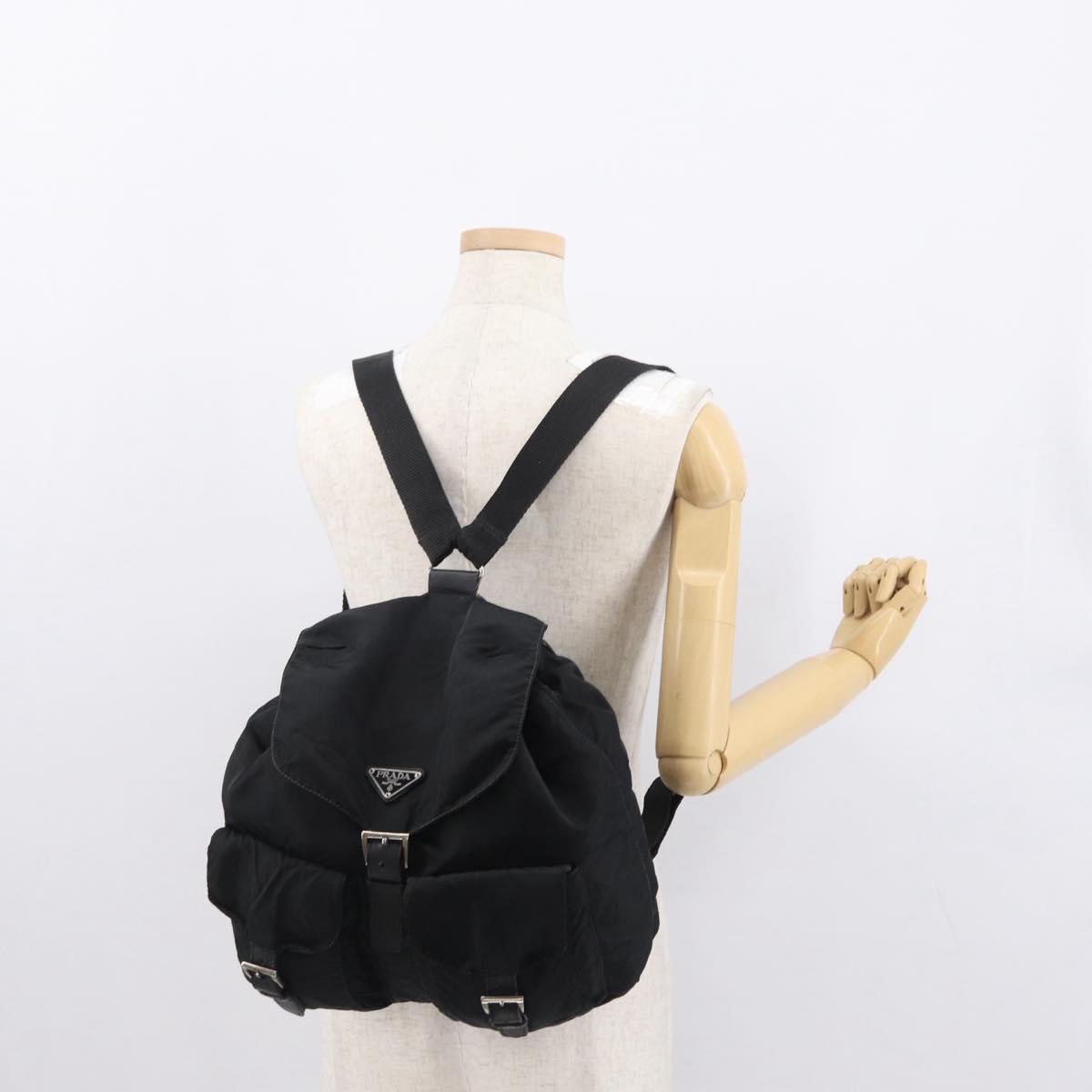 PRADA Backpack Nylon Black Silver Auth bs32149