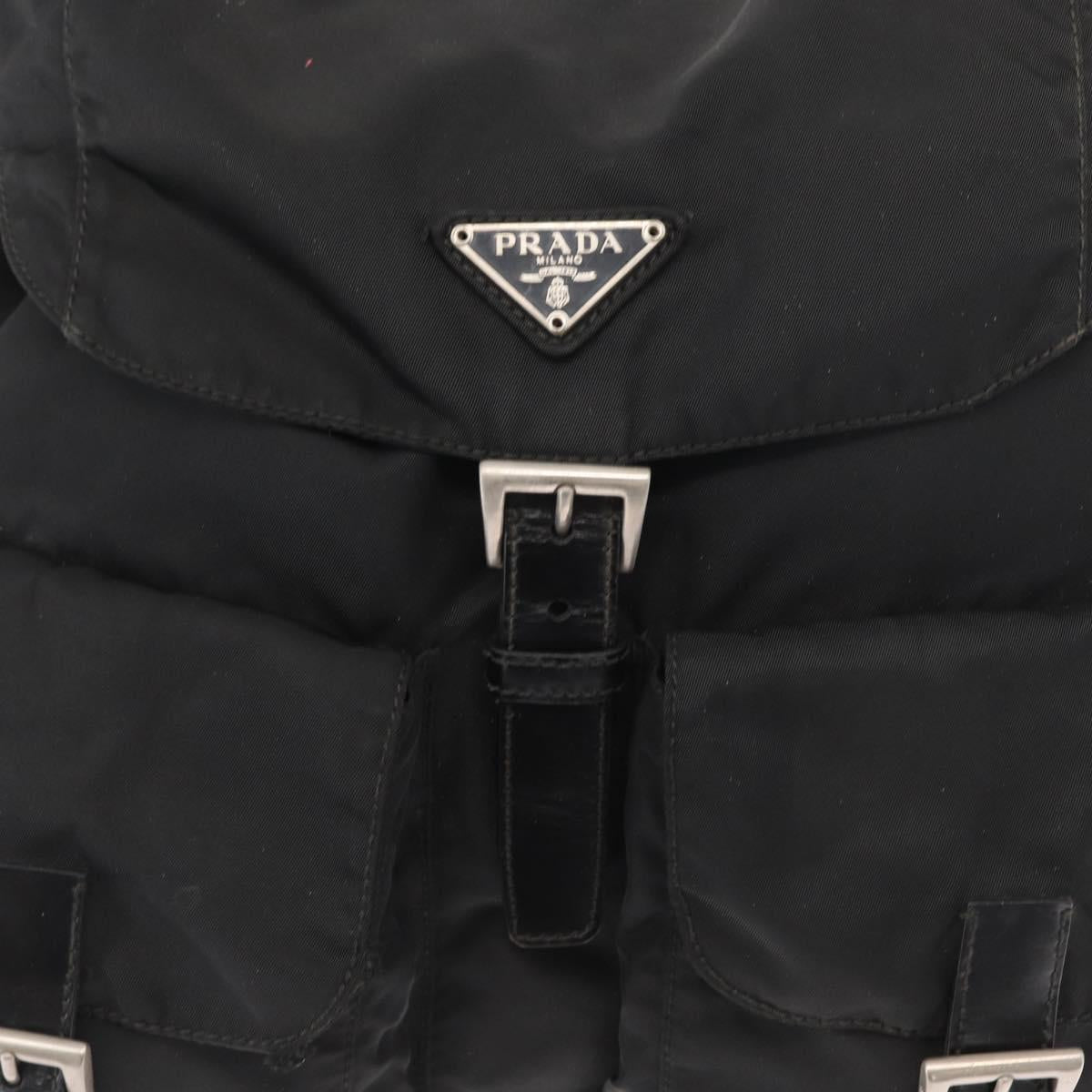 PRADA Backpack Nylon Black Silver Auth bs32150