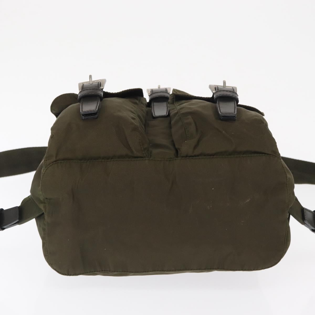 PRADA Backpack Nylon Khaki Silver Auth bs32151