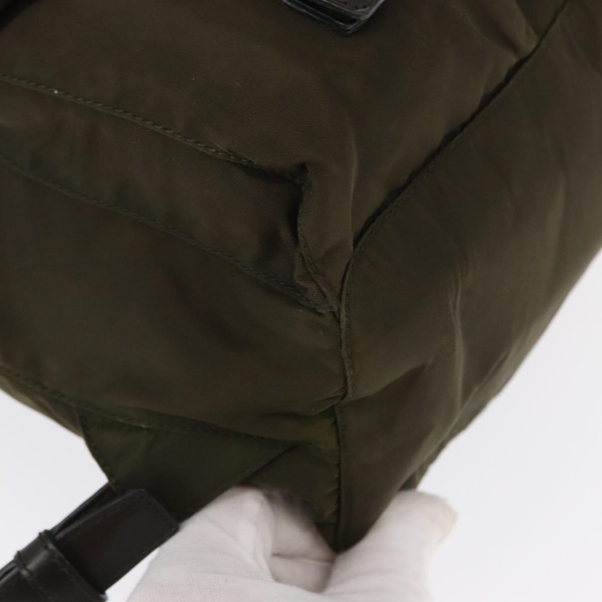 PRADA Backpack Nylon Khaki Silver Auth bs32151