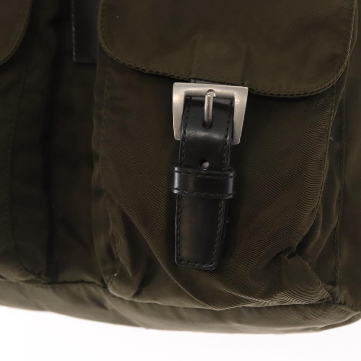 PRADA Backpack Nylon Khaki Silver Auth bs32151