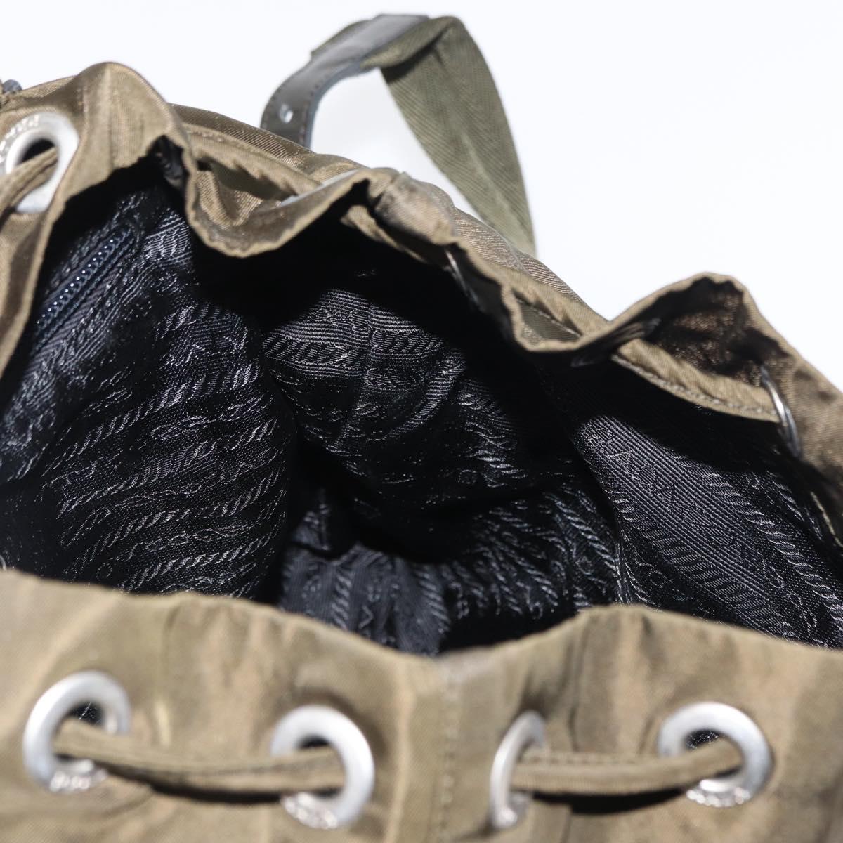 PRADA Backpack Nylon Khaki Silver Auth bs32151
