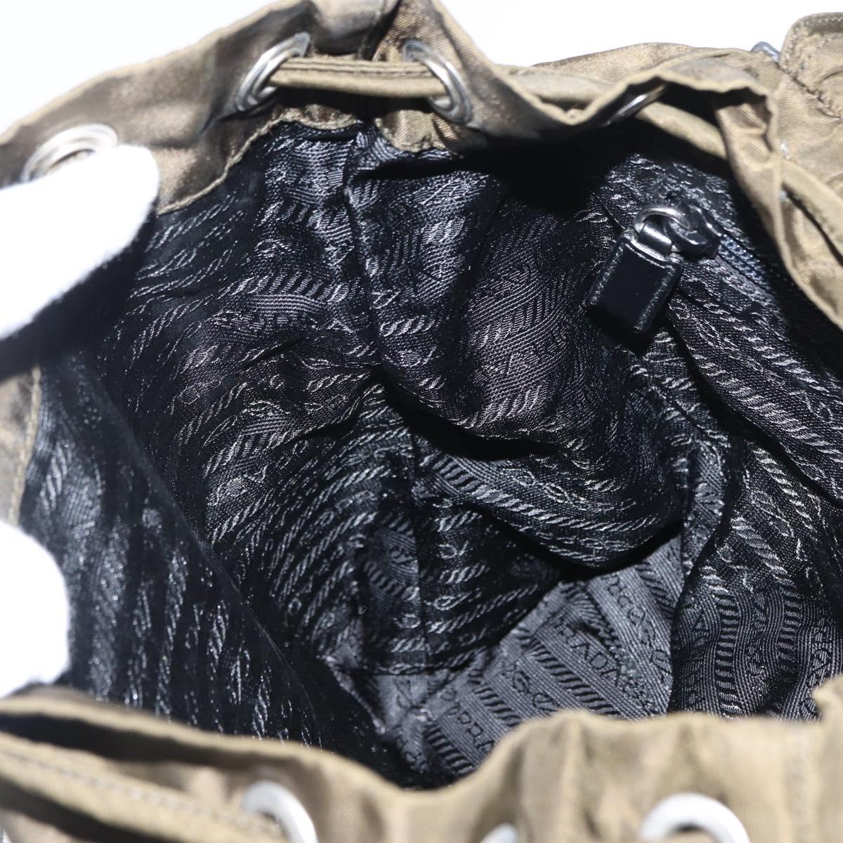 PRADA Backpack Nylon Khaki Silver Auth bs32151