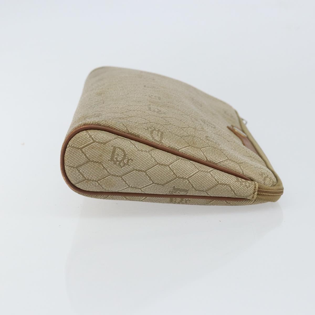 Christian Dior Honeycomb Canvas Clutch Bag PVC Beige Auth bs32152