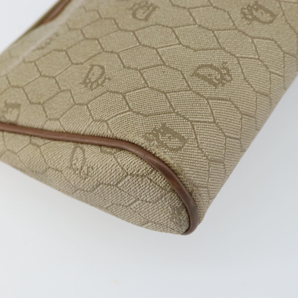 Christian Dior Honeycomb Canvas Clutch Bag PVC Beige Auth bs32152