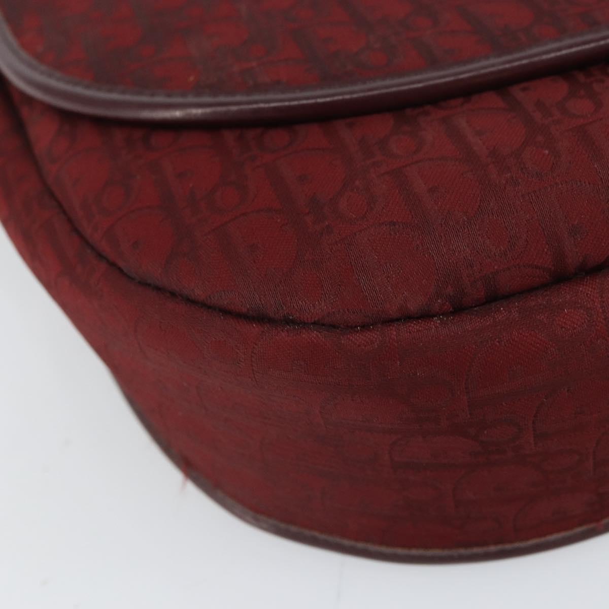 Christian Dior Trotter Canvas Shoulder Bag Red Gold Auth bs32153