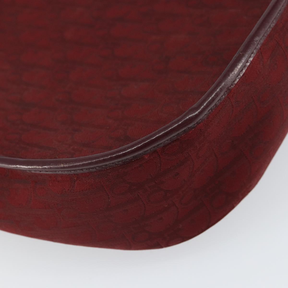 Christian Dior Trotter Canvas Shoulder Bag Red Gold Auth bs32153