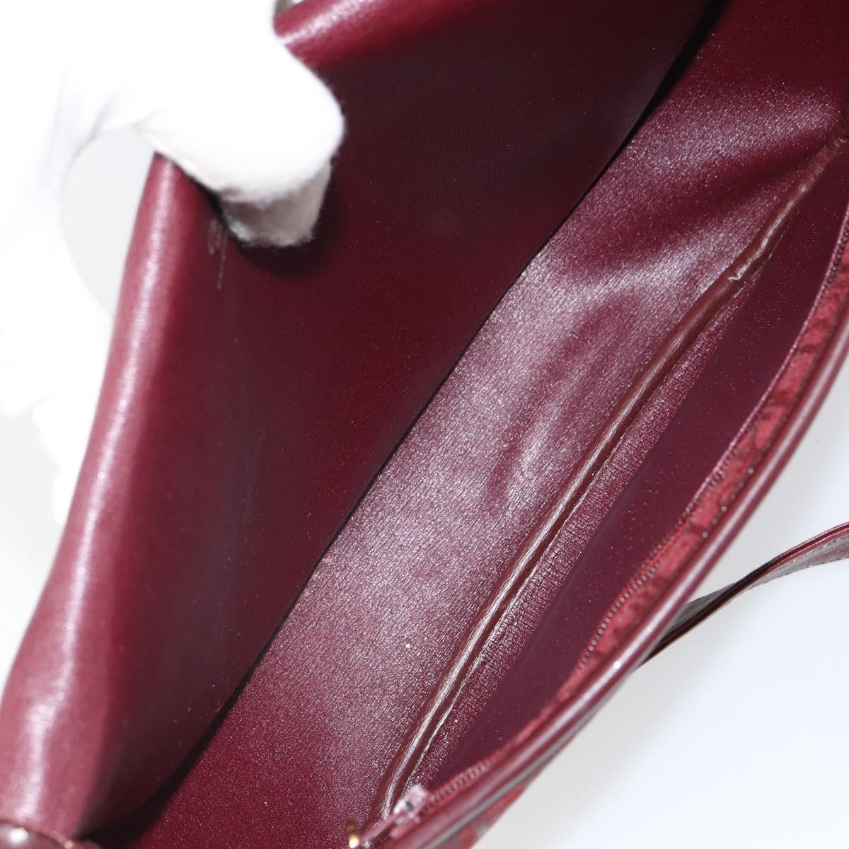 Christian Dior Trotter Canvas Shoulder Bag Red Gold Auth bs32153