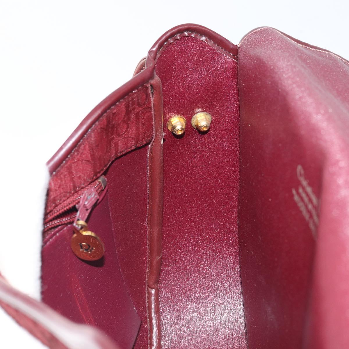 Christian Dior Trotter Canvas Shoulder Bag Red Gold Auth bs32153