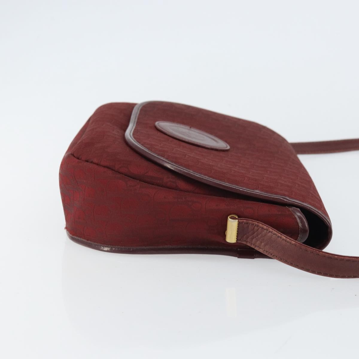 Christian Dior Trotter Canvas Shoulder Bag Red Gold Auth bs32153