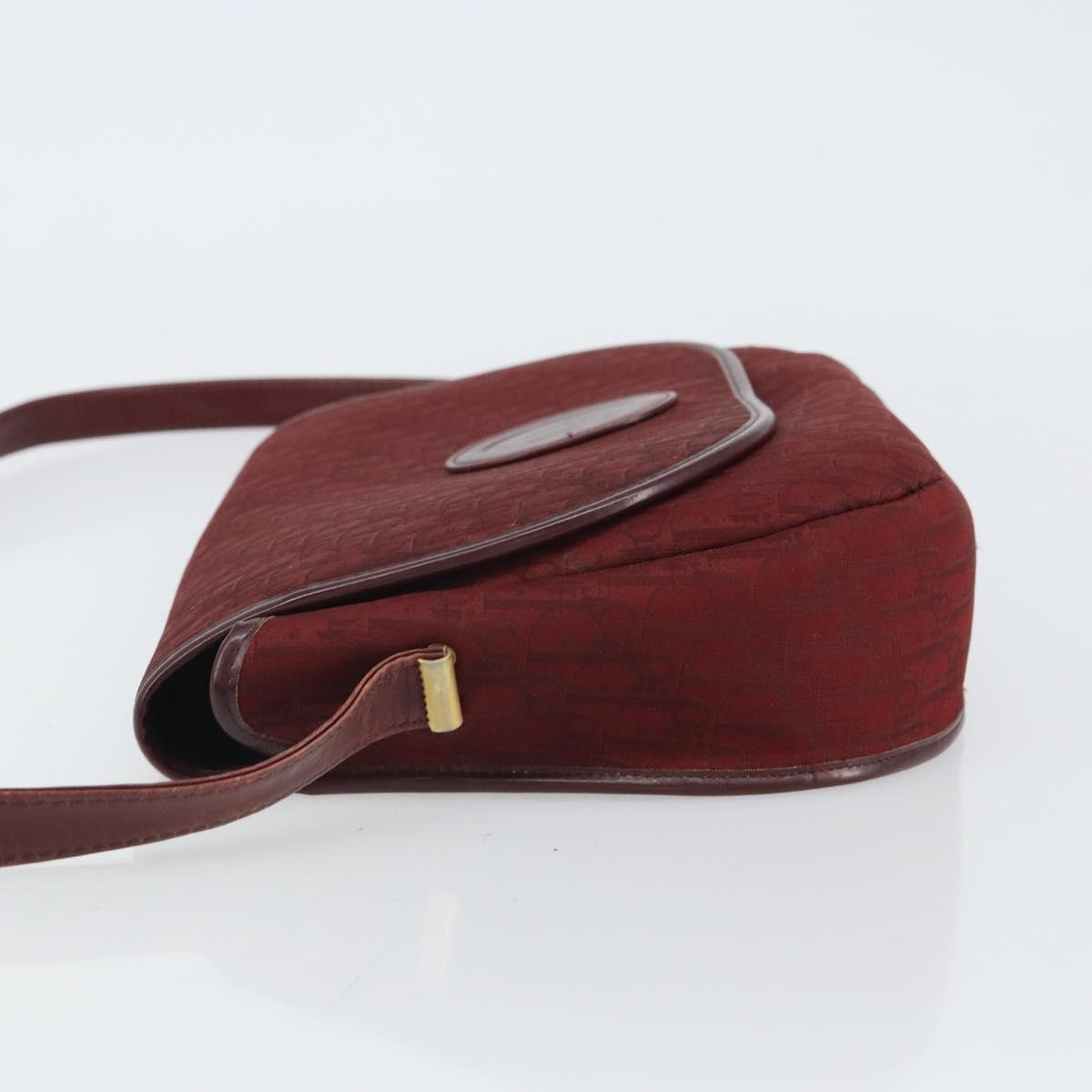 Christian Dior Trotter Canvas Shoulder Bag Red Gold Auth bs32153