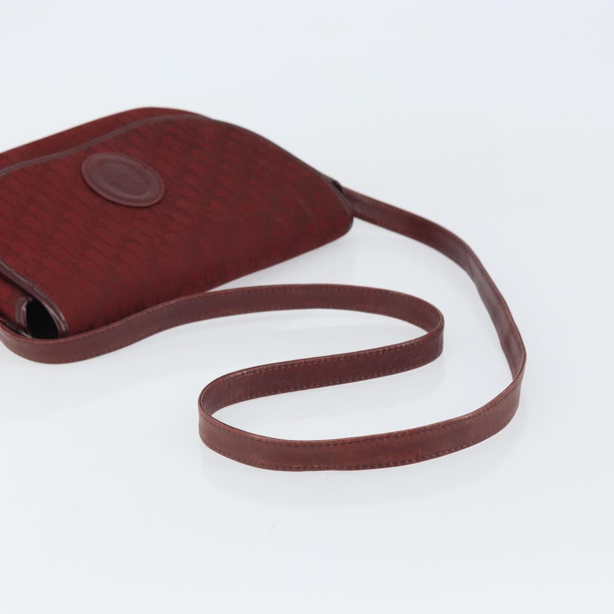 Christian Dior Trotter Canvas Shoulder Bag Red Gold Auth bs32153