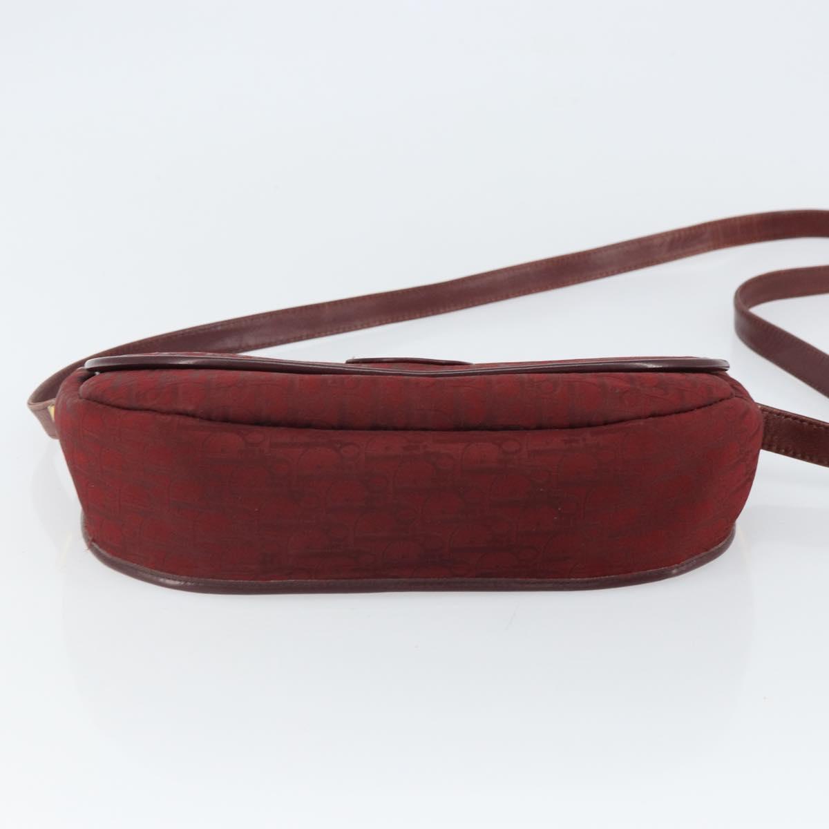 Christian Dior Trotter Canvas Shoulder Bag Red Gold Auth bs32153